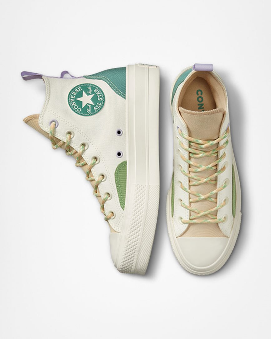 Women's Converse Chuck Taylor All Star Lift Colorblock Overlay High Top Platform Shoes Beige | AU C3E15C